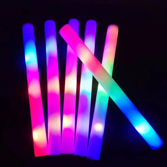 100pk 19" Multicolor LED Glow Sticks-Light Up Foam Batons 3 Modes Sports/Concert - Picture 7 of 7